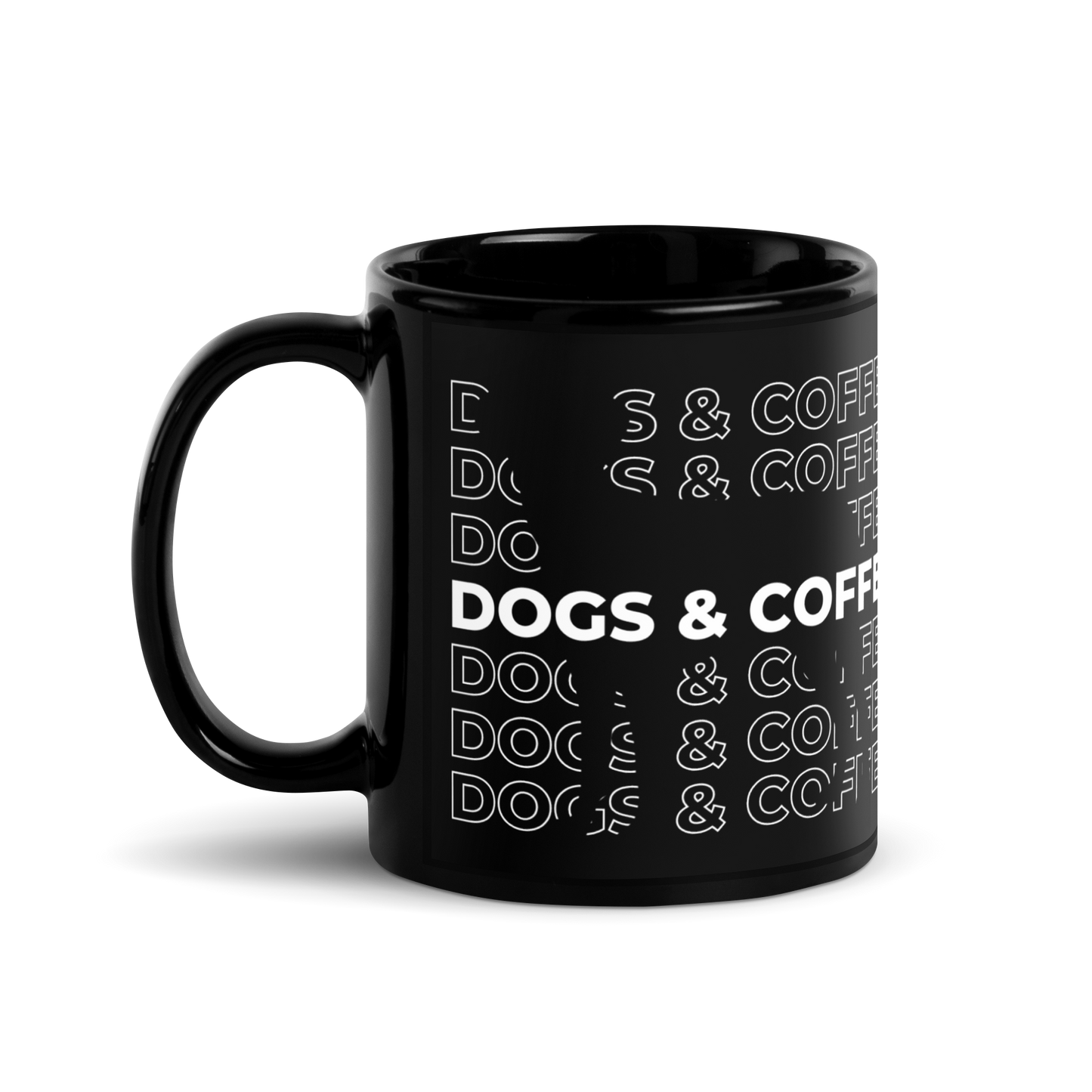 Dogs & Coffee Black Glossy mug - RuffRoasters
